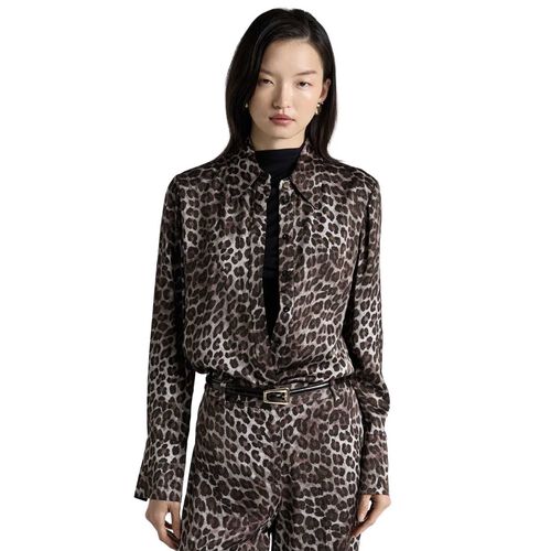 Cue Leopard Viscose Satin Shirt